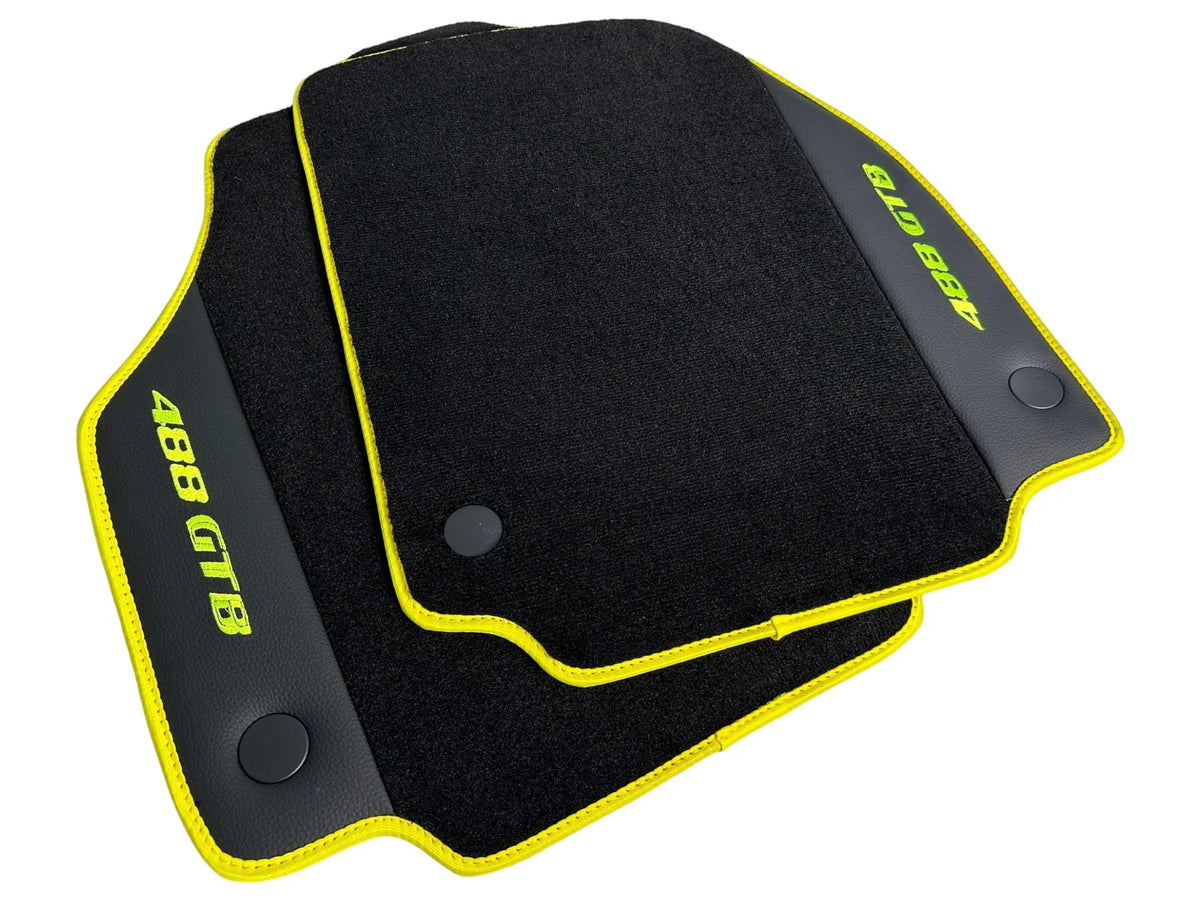 Floor Mats For Ferrari 488 GTB 2015-2022 Carpet With Leather - AutoWin