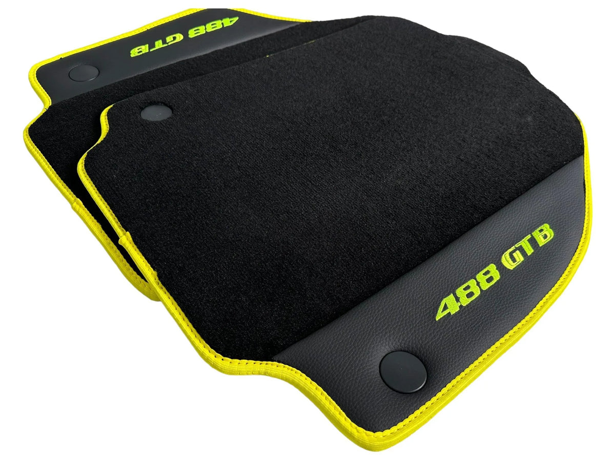 Floor Mats For Ferrari 488 GTB 2015-2022 Carpet With Leather - AutoWin