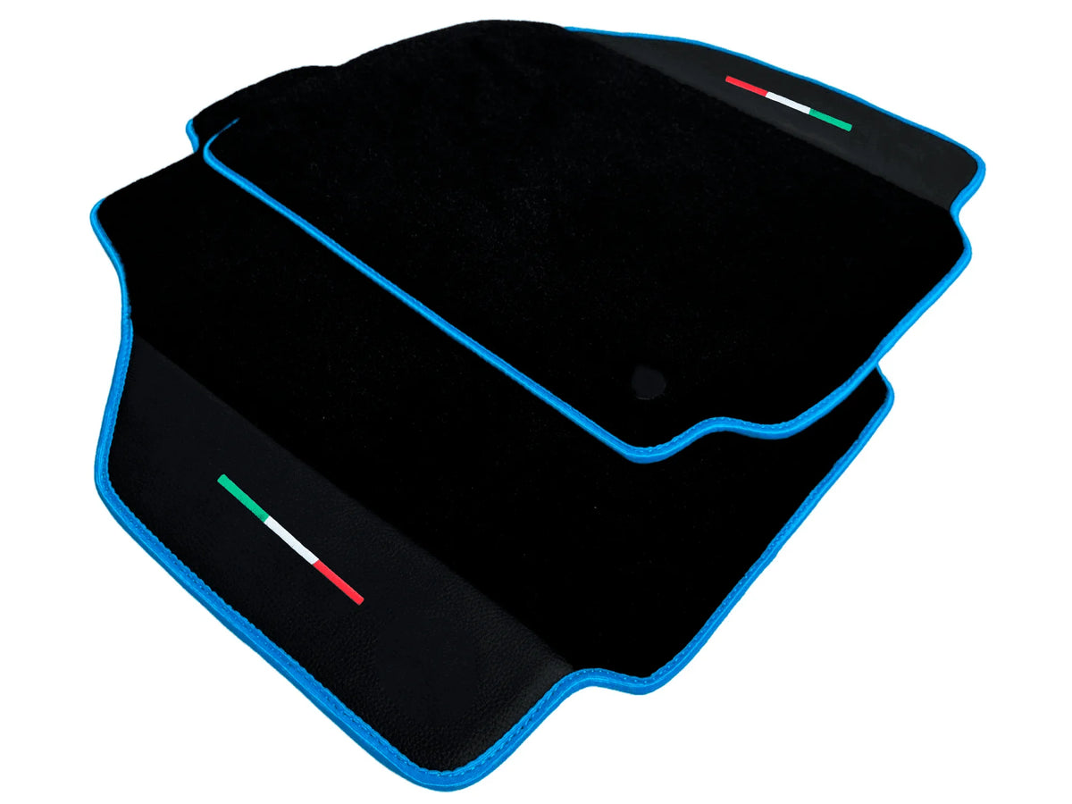 Floor Mats For Ferrari 488 Pista Spider (2019-2021) Alcantara Leather | Light Blue Trim