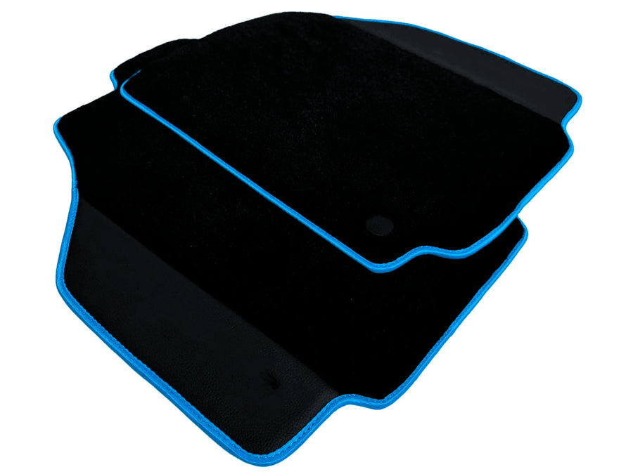 Floor Mats For Ferrari 488 Pista Spider (2019-2021) Alcantara Leather | Light Blue Trim