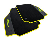 Floor Mats For Ferrari 488 Spider 2015-2022 Leather and Yellow Trim - AutoWin