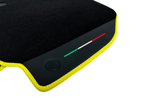Floor Mats For Ferrari 488 Pista Spider (2019-2021) Leather and Yellow Trim - Italian Flag - AutoWin