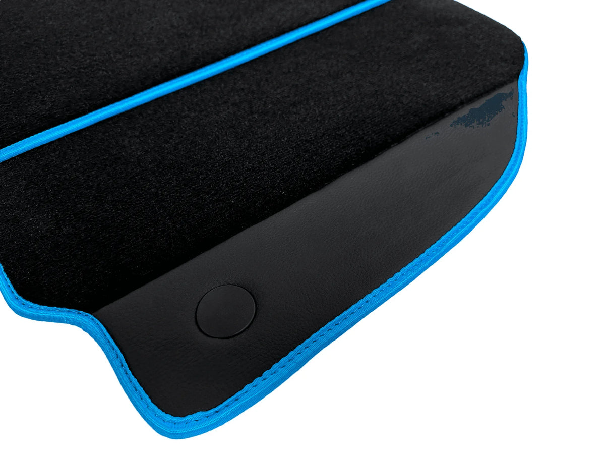 Floor Mats For Ferrari 488 Spider (2016-2022) Alcantara Leather | Light Blue Trim
