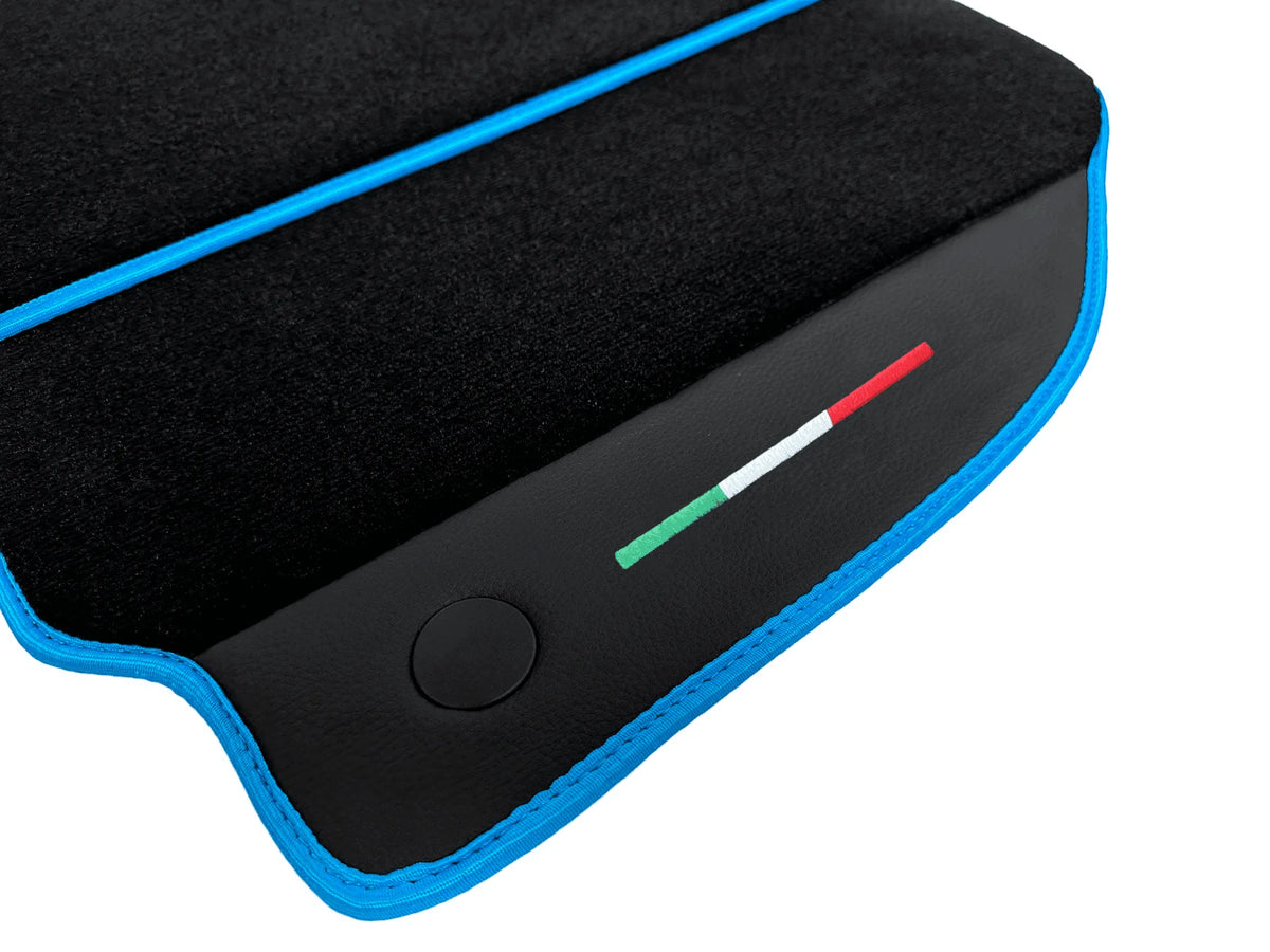 Floor Mats For Ferrari 488 Spider (2016-2022) Alcantara Leather | Light Blue Trim
