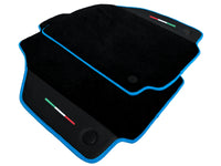 Floor Mats For Ferrari 488 Spider (2016-2022) Alcantara Leather | Light Blue Trim