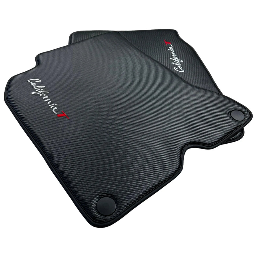 Floor Mats For Ferrari California T (2015-2018) Carbon Fiber Leather - AutoWin