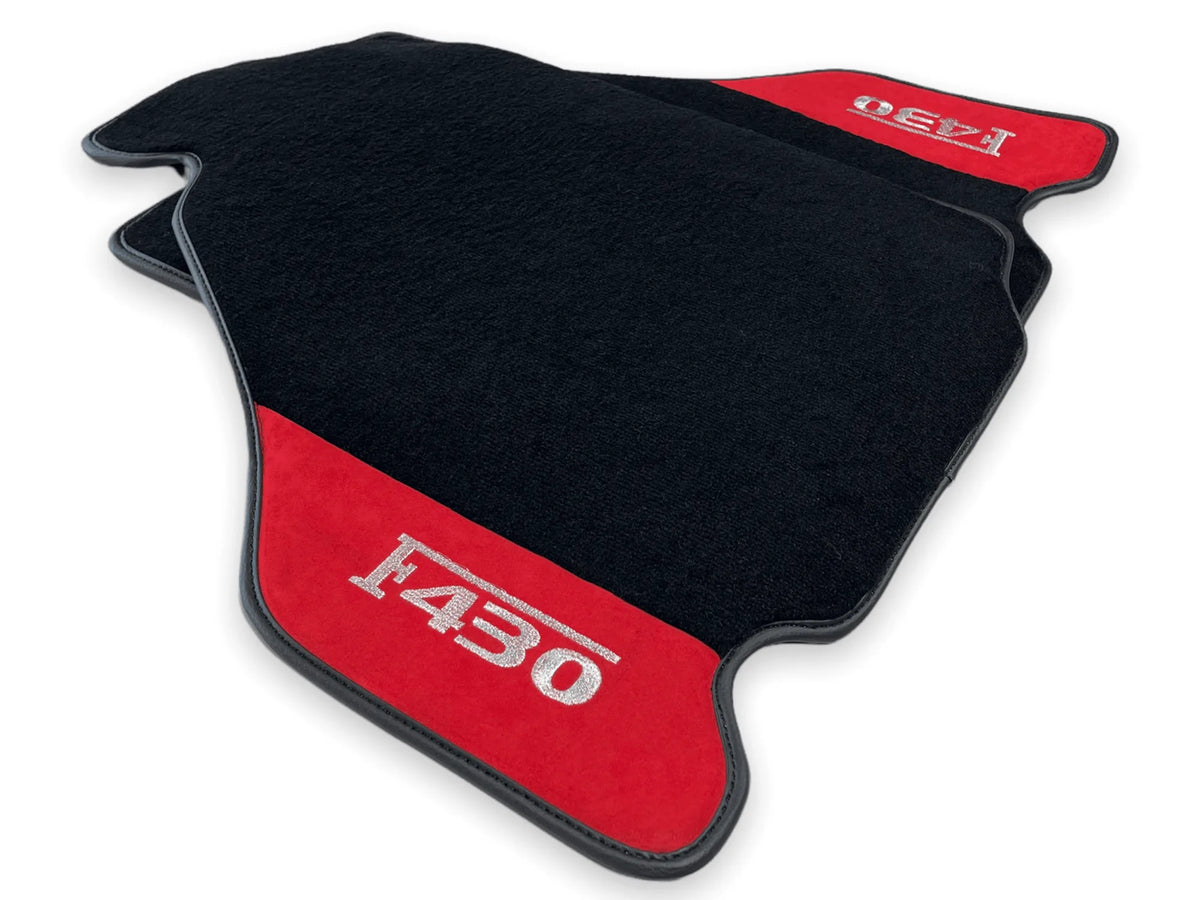 Floor Mats For Ferrari F430 2004-2009 Red Alcantara Leather - AutoWin