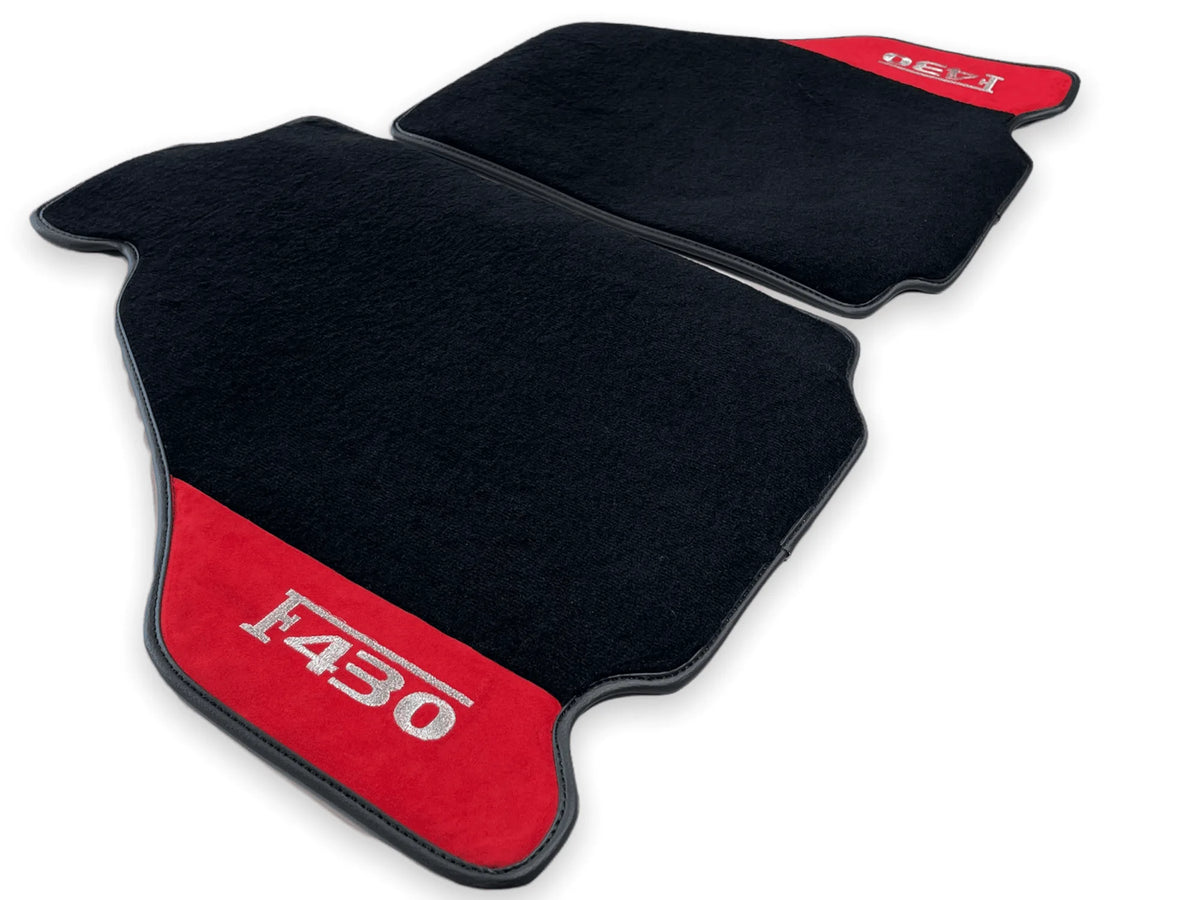 Floor Mats For Ferrari F430 2004-2009 Red Alcantara Leather - AutoWin