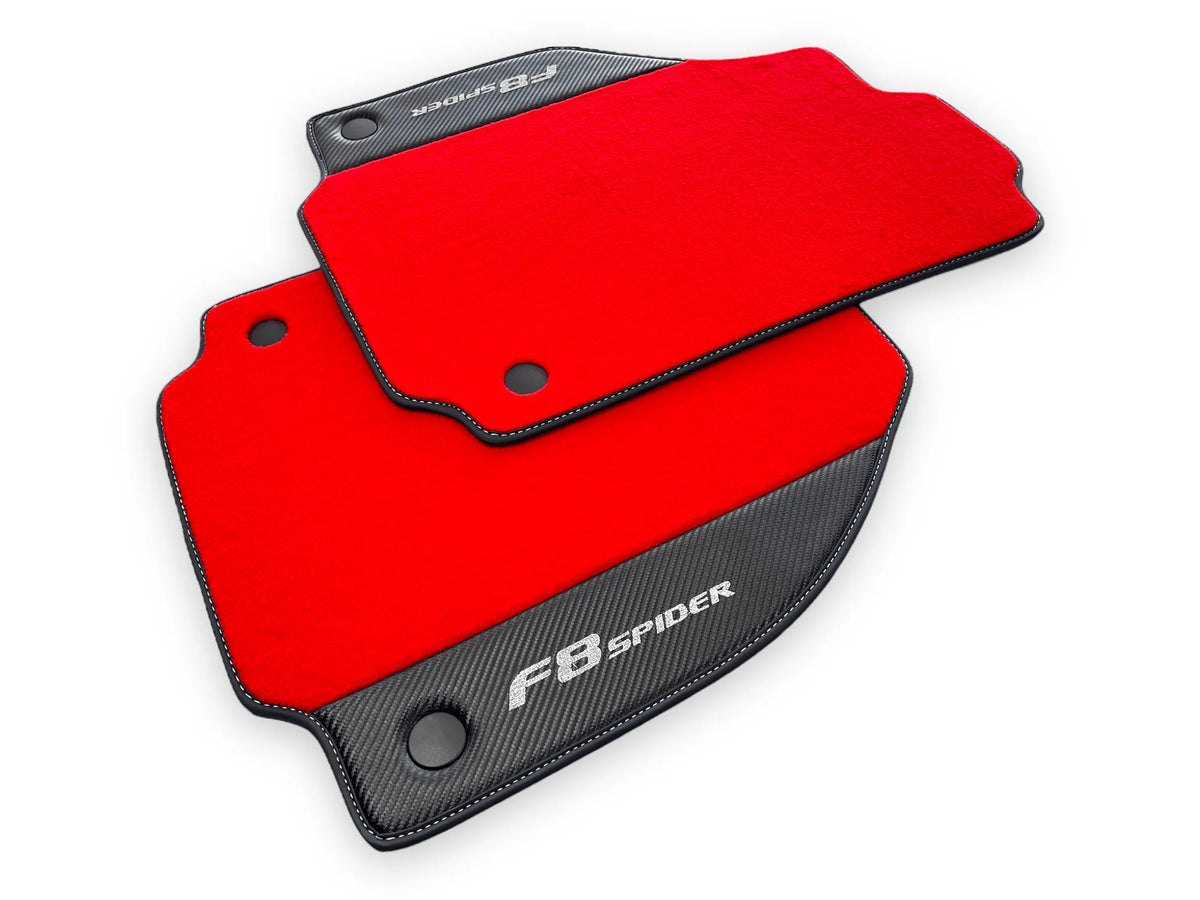 Floor Mats For Ferrari F8 Spider 2019-2022 With Carbon Leather - AutoWin