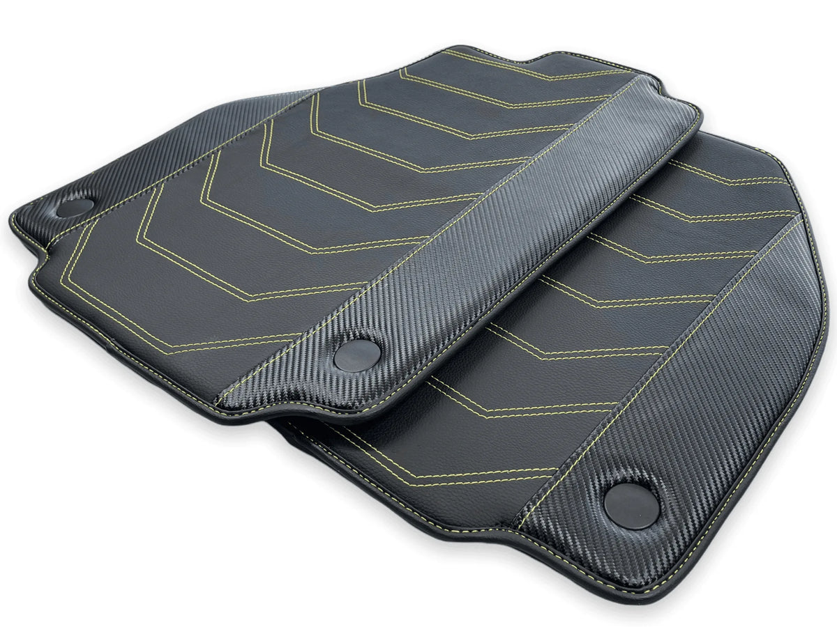 Floor Mats For Ferrari F8 Spider 2019-2022 Yellow Sewing - AutoWin