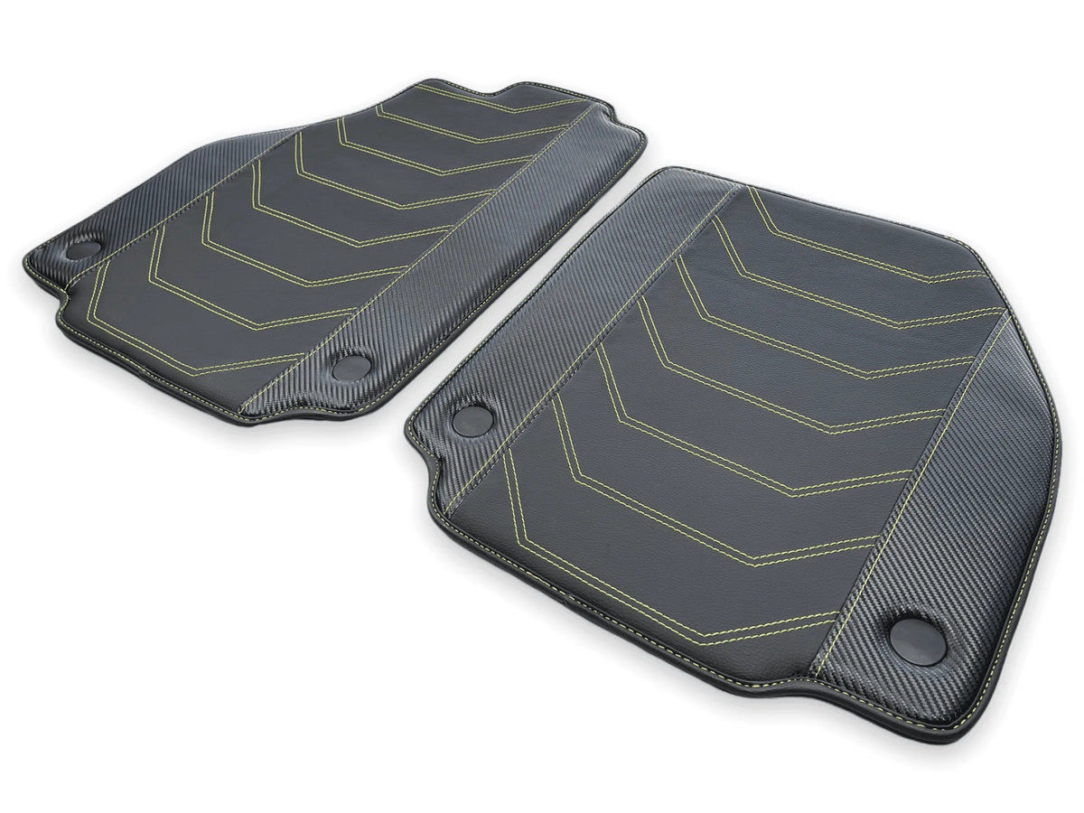 Floor Mats For Ferrari F8 Spider 2019-2022 Yellow Sewing - AutoWin