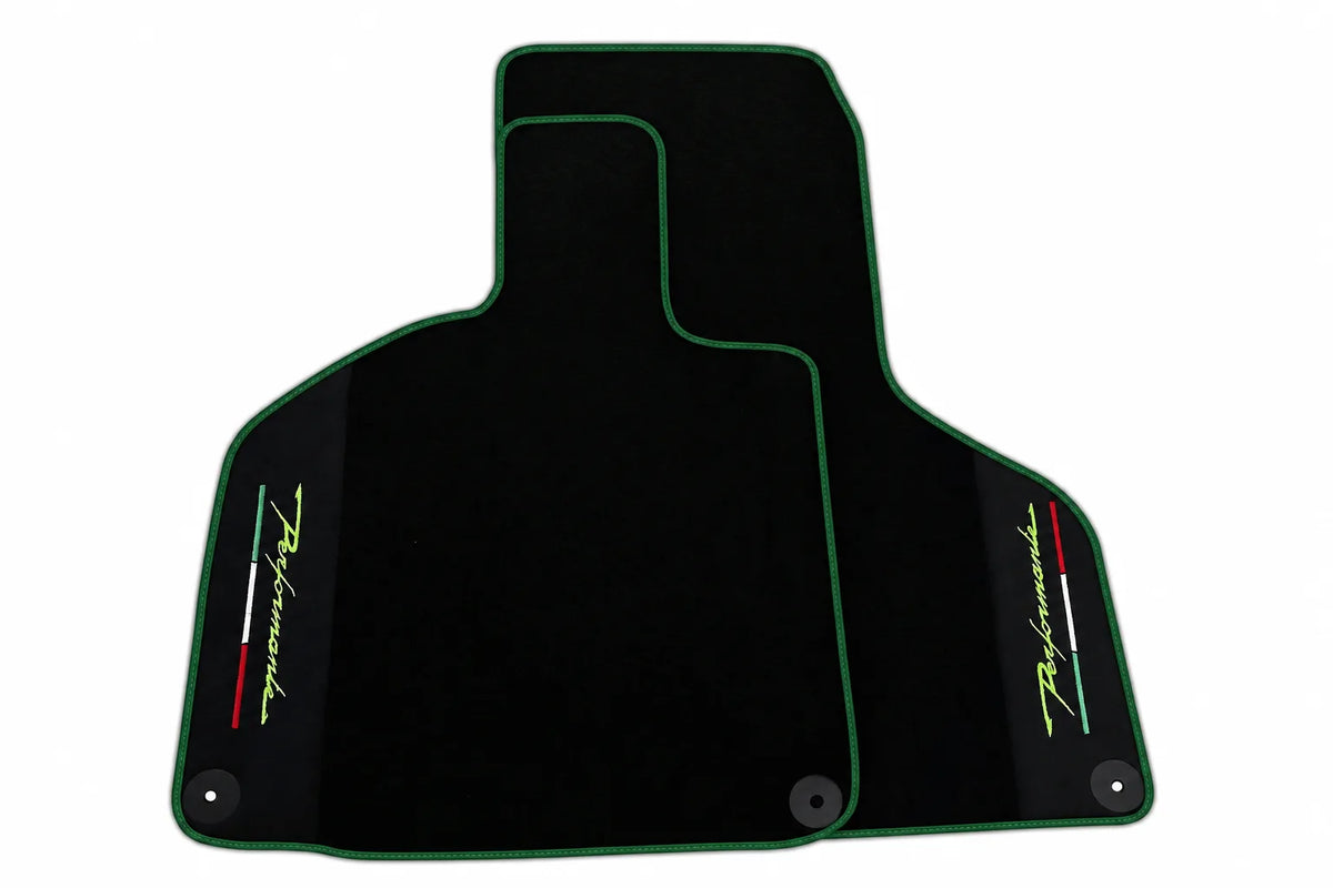 Floor Mats for Lamborghini Huracan Perfomante with Alcantara Leather | Various Trim Colors Dark Green trim