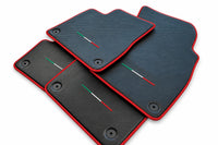 Floor Mats For Lamborghini Urus Carbon Leather Tailored Orange Trim Red trim