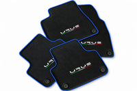Floor Mats For Lamborghini Urus Made From Carbon Fiber Leather Blue trim