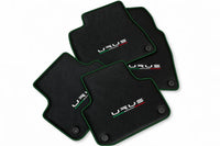Floor Mats For Lamborghini Urus Made From Carbon Fiber Leather Dark Green trim
