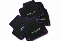 Floor Mats For Lamborghini Urus Made From Carbon Fiber Leather Purple trim