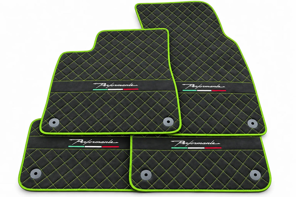 Floor Mats For Lamborghini Urus Performante Alcantara Leather Green trim