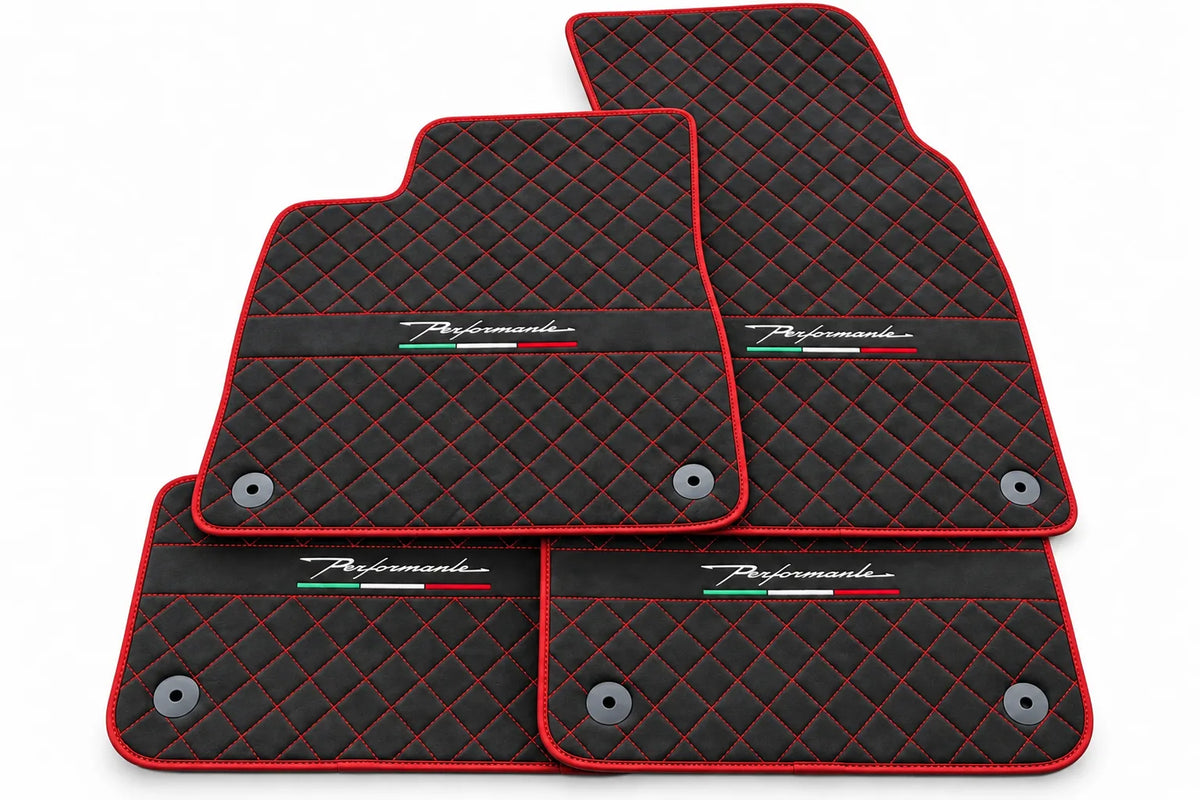 Floor Mats For Lamborghini Urus Performante Alcantara Leather Red trim