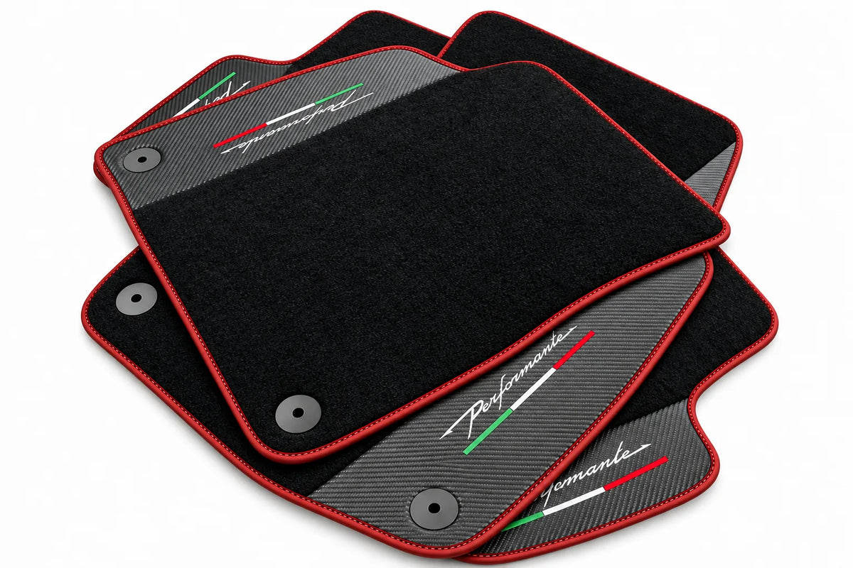 Floor Mats For Lamborghini Urus Performante With Carbon Leather Red trim