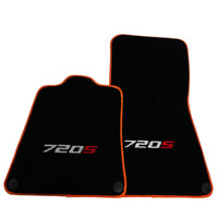 Floor Mats For McLaren 720S Black Tailored With Orange Trim - AutoWin