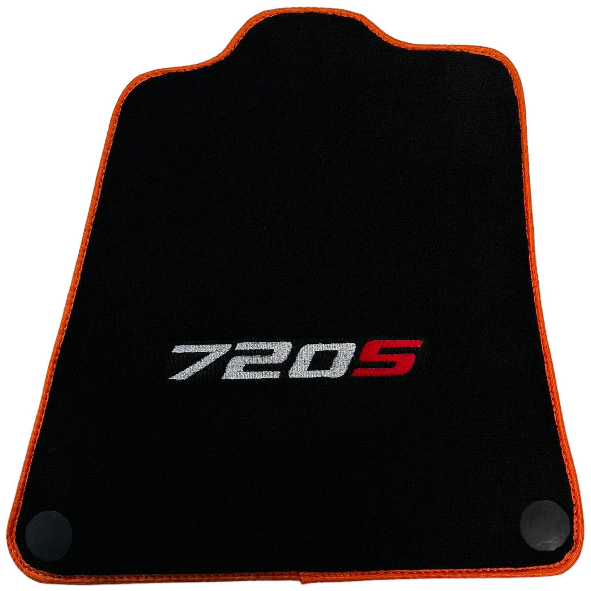 Floor Mats For McLaren 720S Black Tailored With Orange Trim - AutoWin