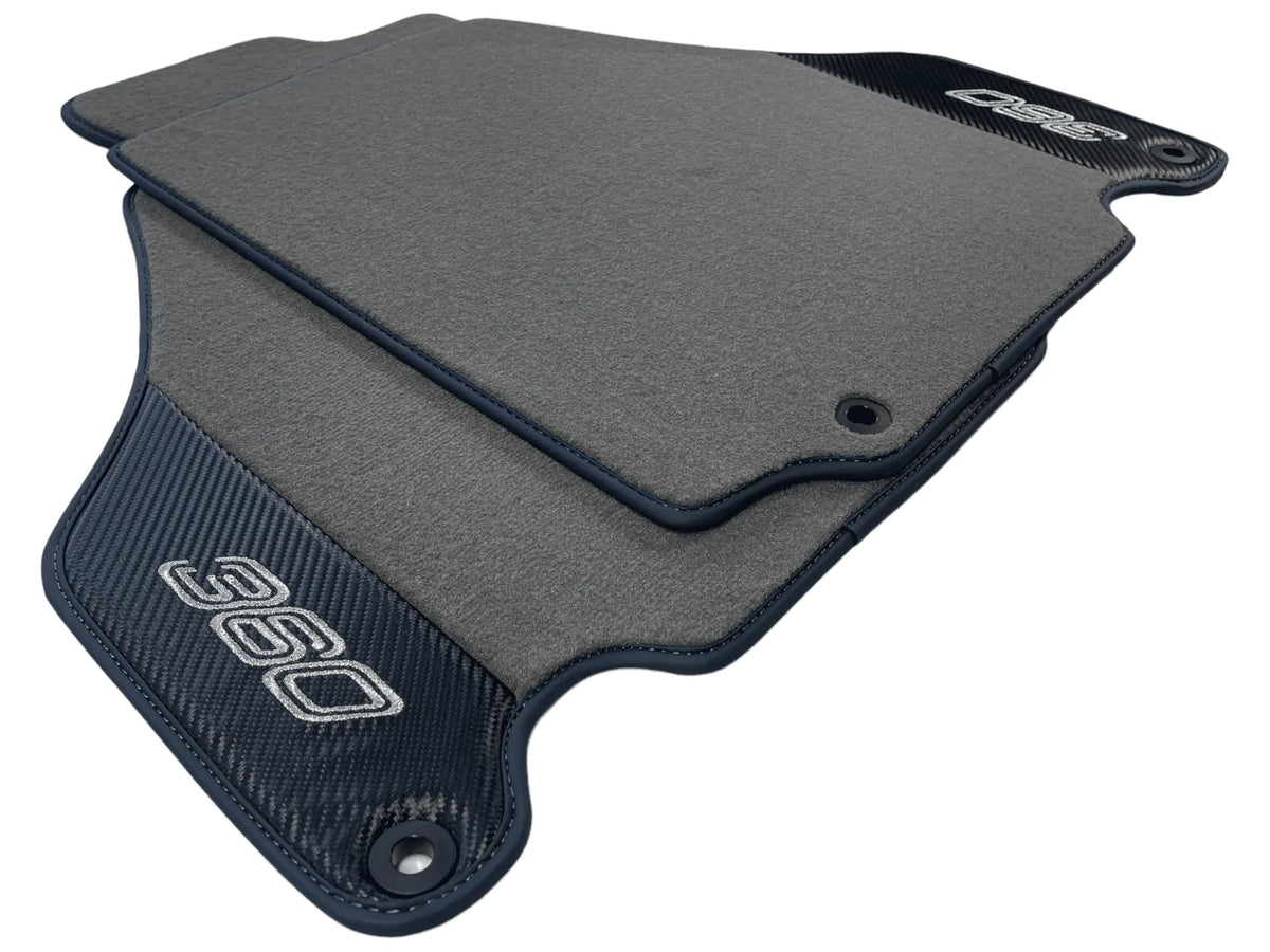 Gray Floor Mats For Ferrari 360 Modena 1999-2005 With Carbon Fiber Leather - AutoWin