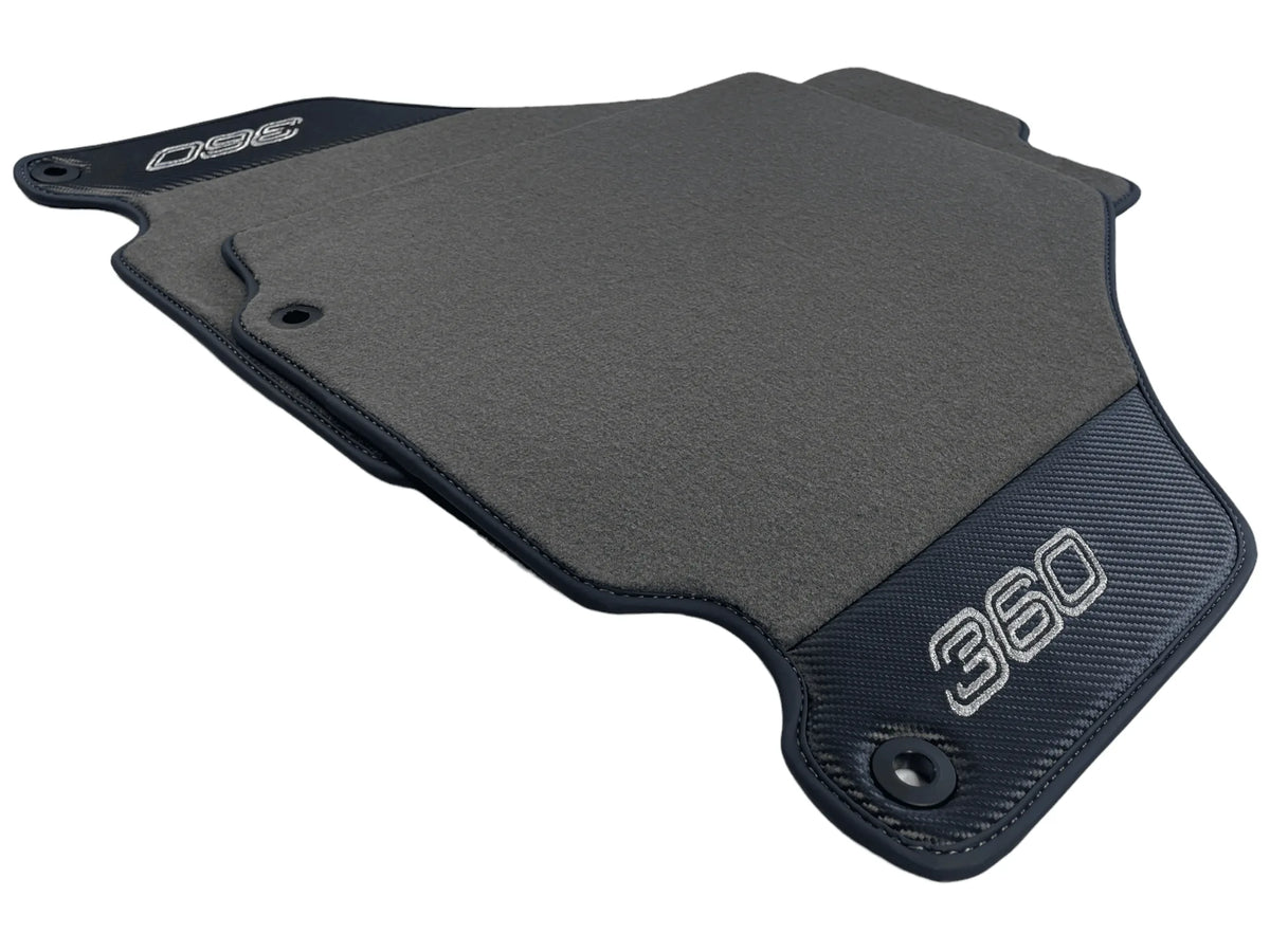 Gray Floor Mats For Ferrari 360 Modena 1999-2005 With Carbon Fiber Leather - AutoWin