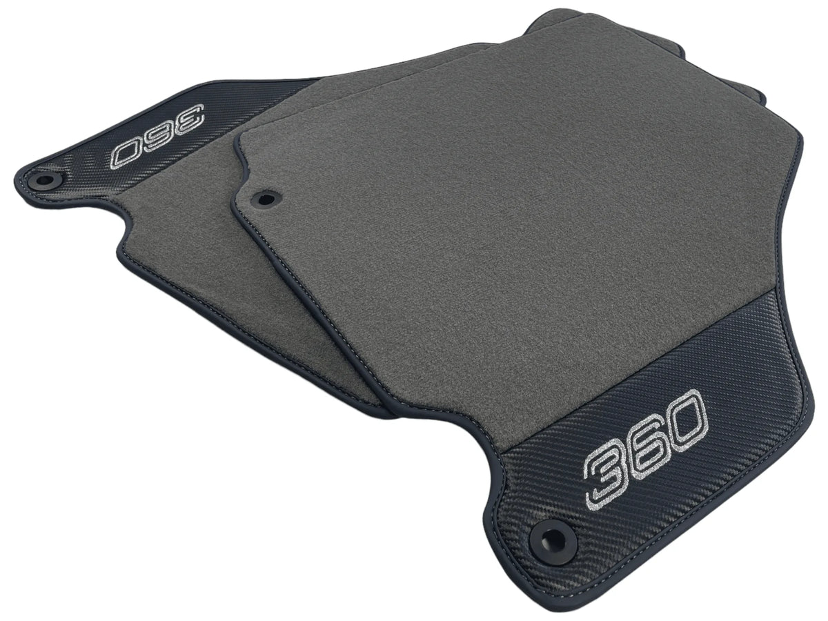 Gray Floor Mats For Ferrari 360 Modena 1999-2005 With Carbon Fiber Leather - AutoWin