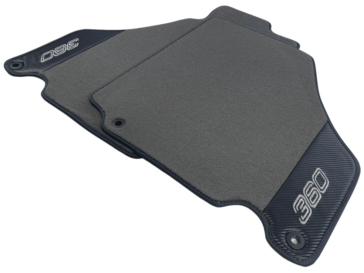 Gray Floor Mats For Ferrari 360 Modena 1999-2005 With Carbon Fiber Leather - AutoWin