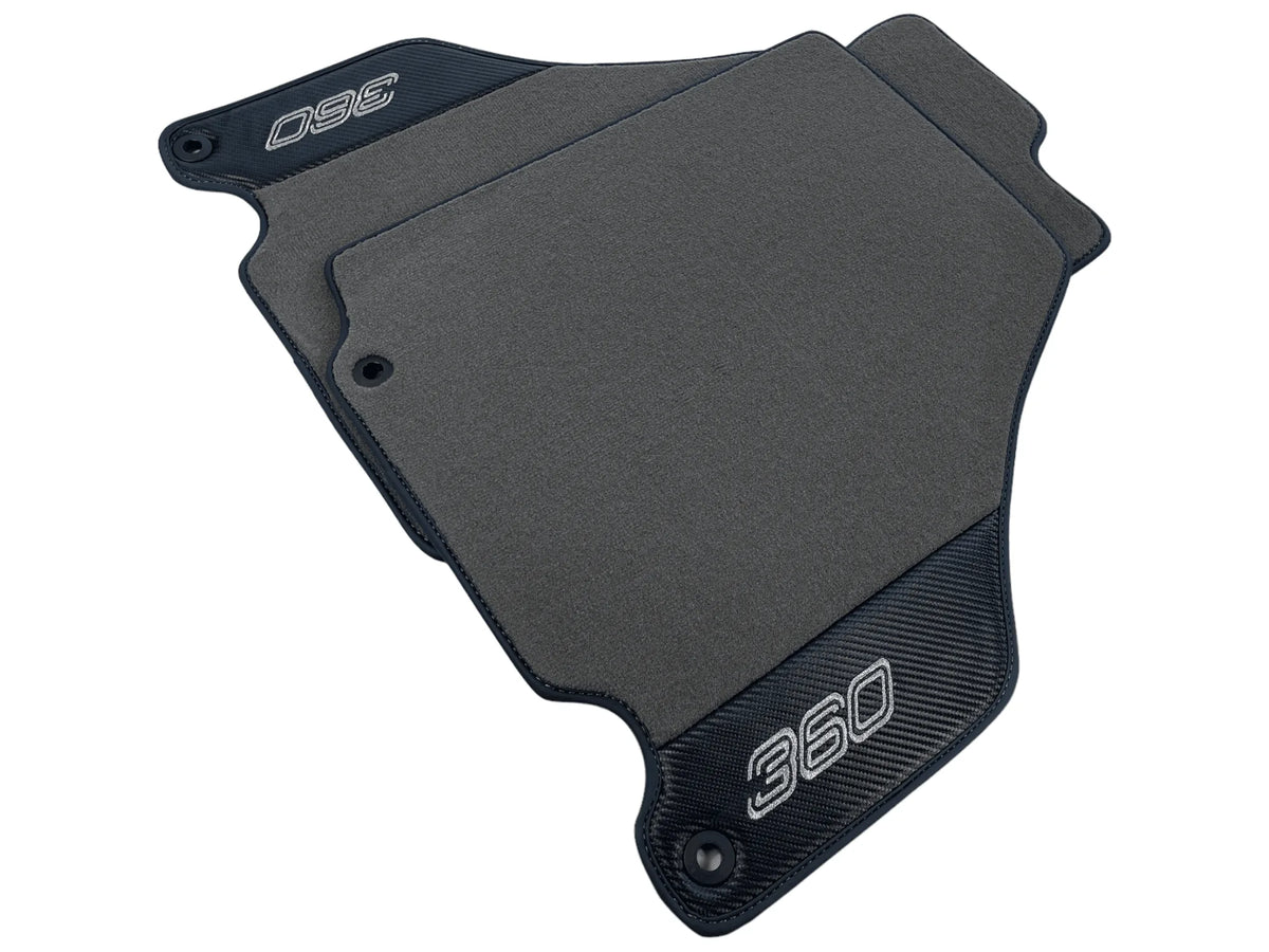 Gray Floor Mats For Ferrari 360 Modena 1999-2005 With Carbon Fiber Leather - AutoWin