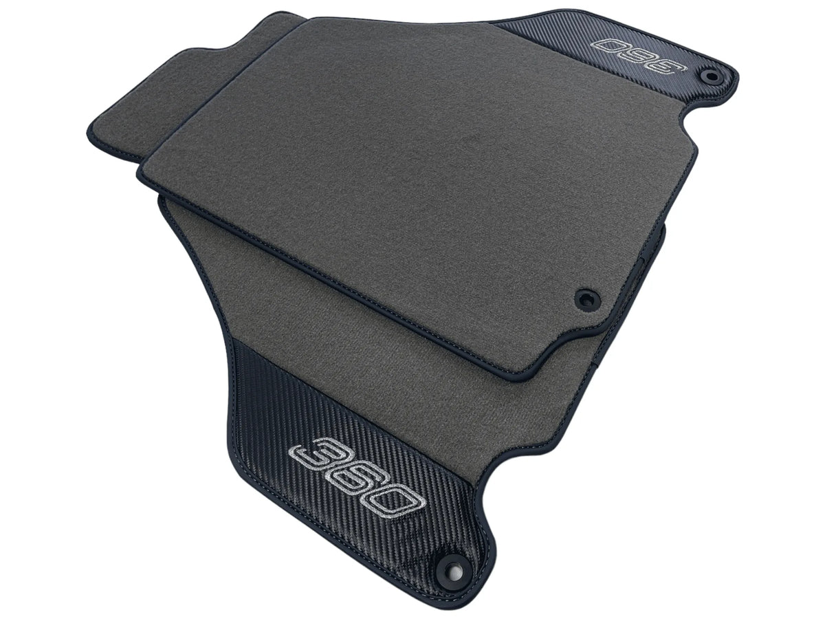 Gray Floor Mats For Ferrari 360 Modena 1999-2005 With Carbon Fiber Leather - AutoWin