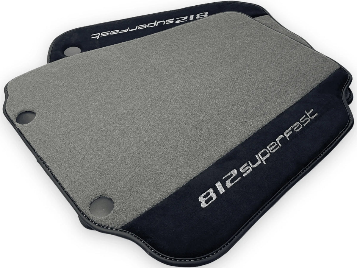 Gray Floor Mats For Ferrari 812 Superfast With Alcantara Leather - AutoWin
