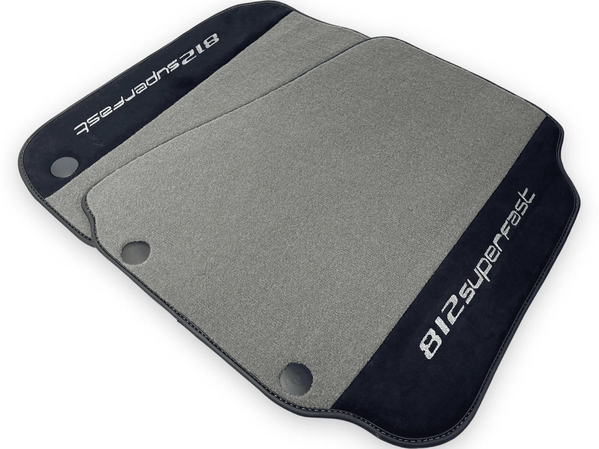 Gray Floor Mats For Ferrari 812 Superfast With Alcantara Leather - AutoWin