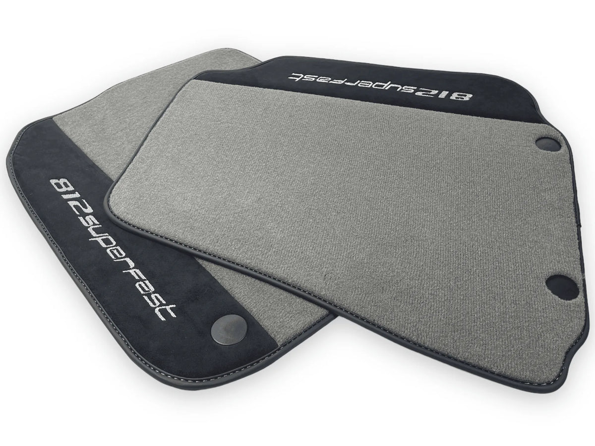 Gray Floor Mats For Ferrari 812 Superfast With Alcantara Leather - AutoWin