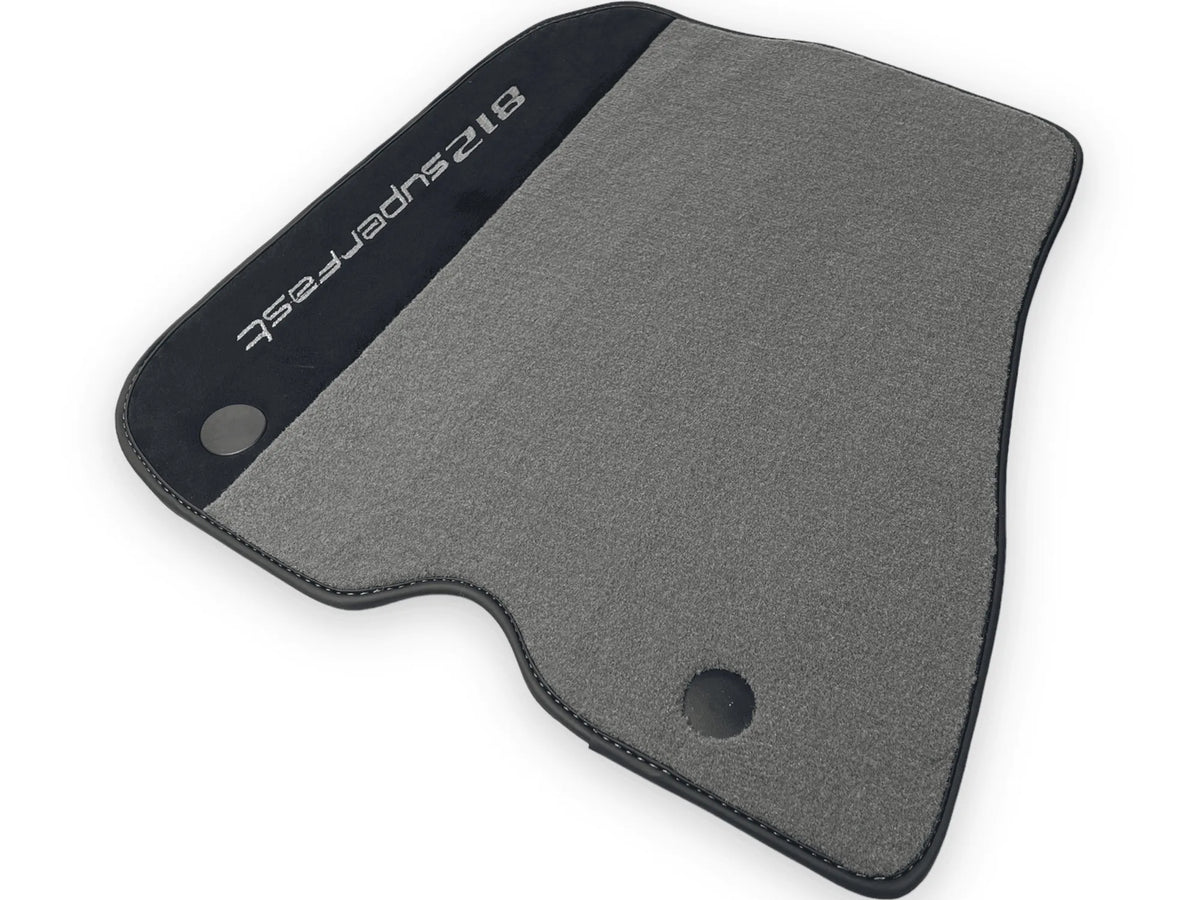 Gray Floor Mats For Ferrari 812 Superfast With Alcantara Leather - AutoWin