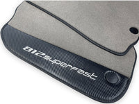 Gray Floor Mats For Ferrari 812 Superfast With Carbon Fiber Leather - AutoWin