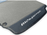 Gray Floor Mats For Ferrari 812 Superfast With Carbon Fiber Leather - AutoWin