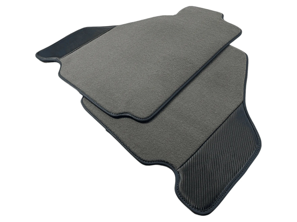 Gray Floor Mats For Ferrari F430 2004-2009 With Carbon Fiber Leather - AutoWin