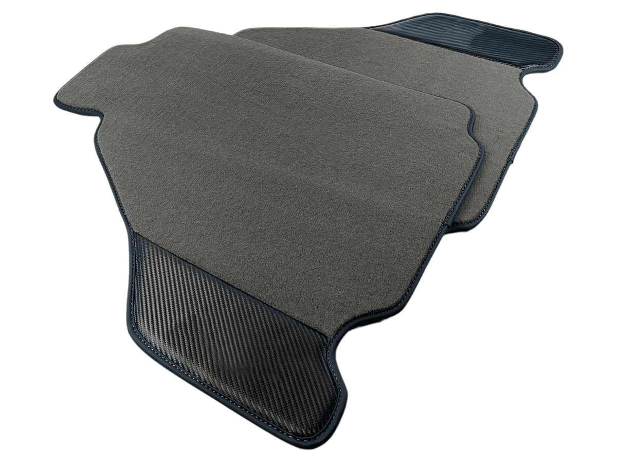 Gray Floor Mats For Ferrari F430 2004-2009 With Carbon Fiber Leather - AutoWin