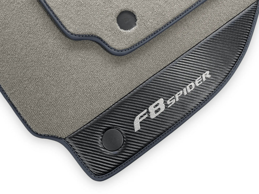 Gray Floor Mats For Ferrari F8 Spider 2019-2022 With Carbon Fiber Leather - AutoWin