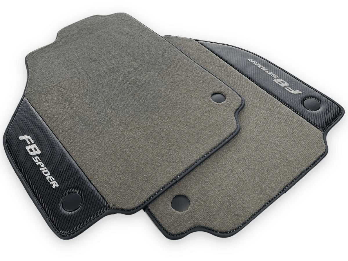 Gray Floor Mats For Ferrari F8 Spider 2019-2022 With Carbon Fiber Leather - AutoWin