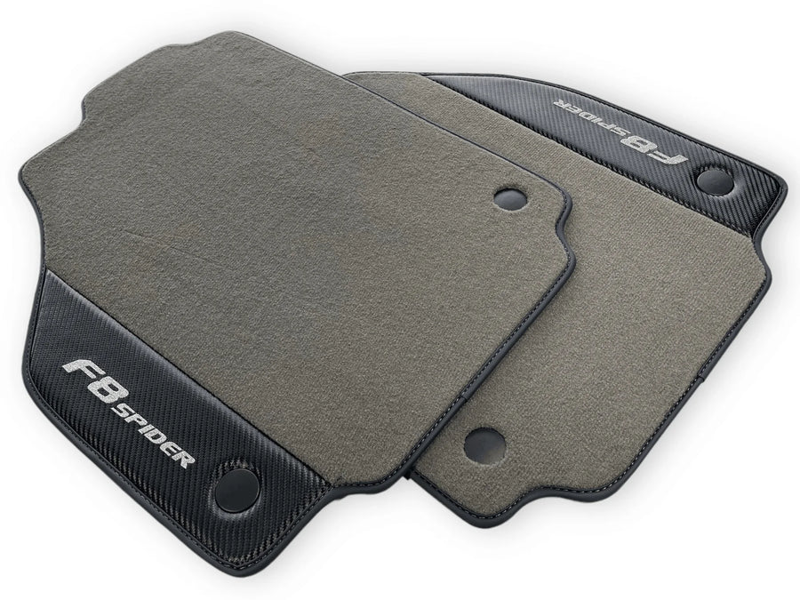 Gray Floor Mats For Ferrari F8 Spider 2019-2022 With Carbon Fiber Leather - AutoWin