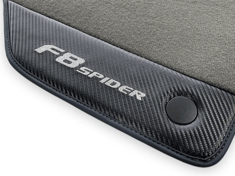 Gray Floor Mats For Ferrari F8 Spider 2019-2022 With Carbon Fiber Leather - AutoWin