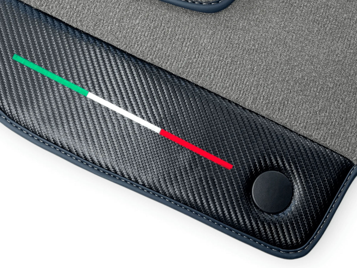 Gray Floor Mats For Ferrari F8 Spider 2019-2022 With Carbon Fiber Leather - AutoWin