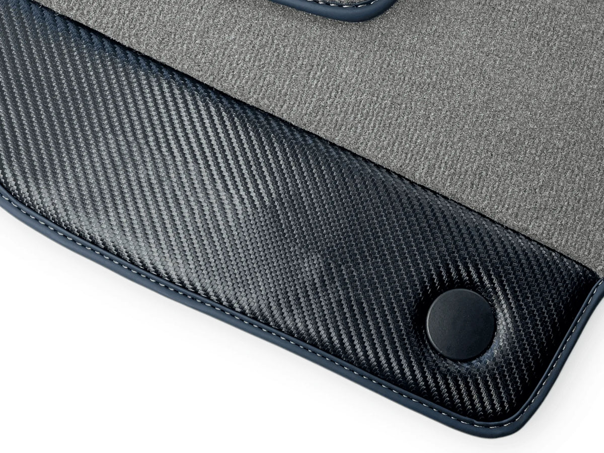 Gray Floor Mats For Ferrari F8 Spider 2019-2022 With Carbon Fiber Leather - AutoWin