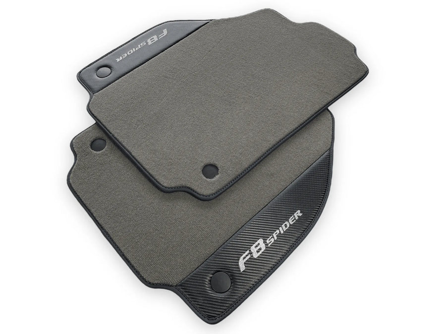 Gray Floor Mats For Ferrari F8 Spider 2019-2022 With Carbon Fiber Leather - AutoWin