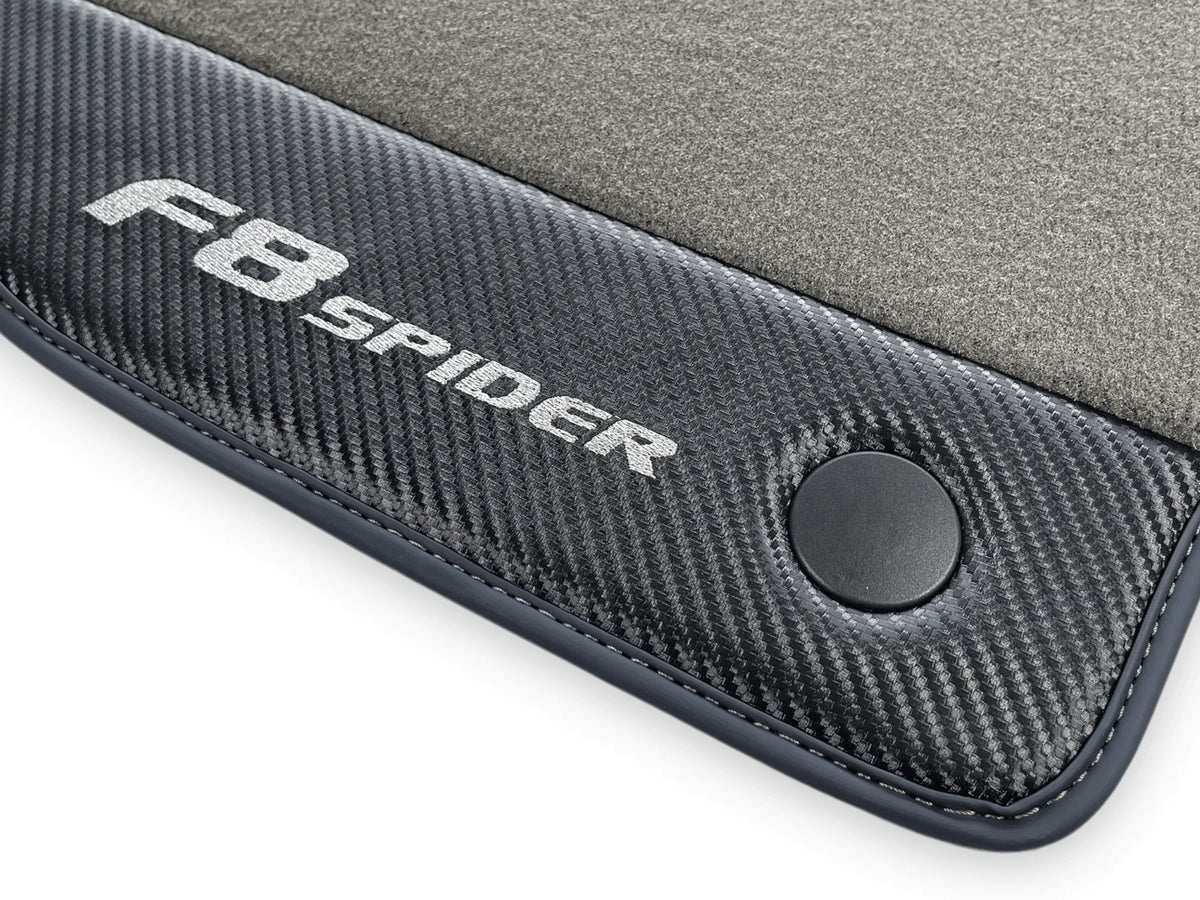 Gray Floor Mats For Ferrari F8 Spider 2019-2022 With Carbon Fiber Leather - AutoWin