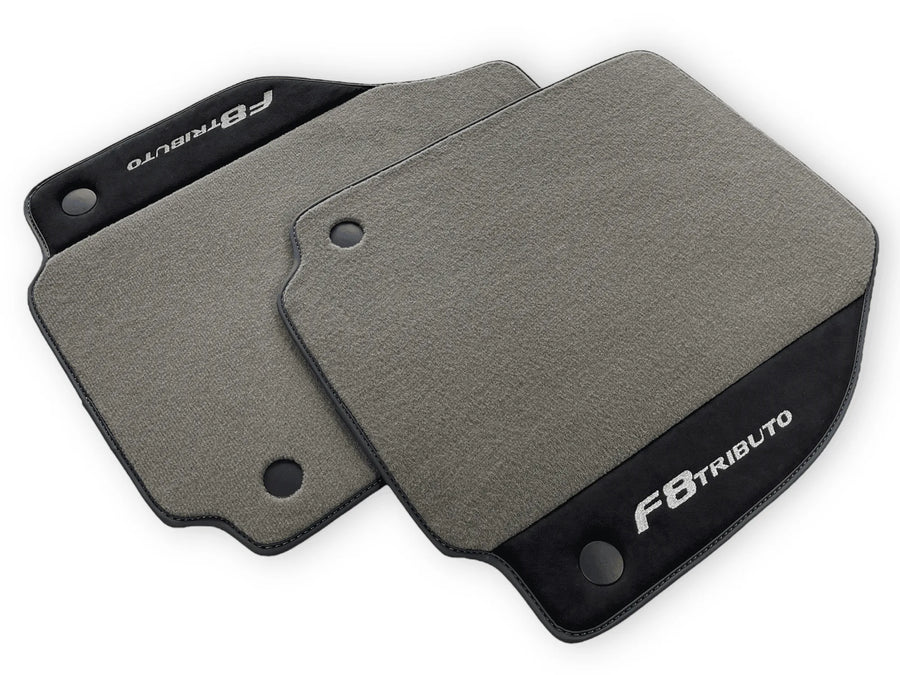 Gray Floor Mats For Ferrari F8 Tributo 2019-2022 With Alcantara Leather - AutoWin