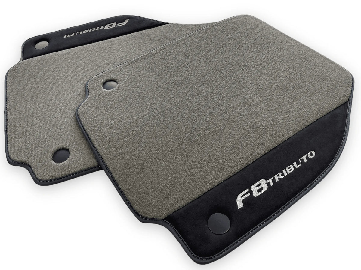 Gray Floor Mats For Ferrari F8 Tributo 2019-2022 With Alcantara Leather - AutoWin