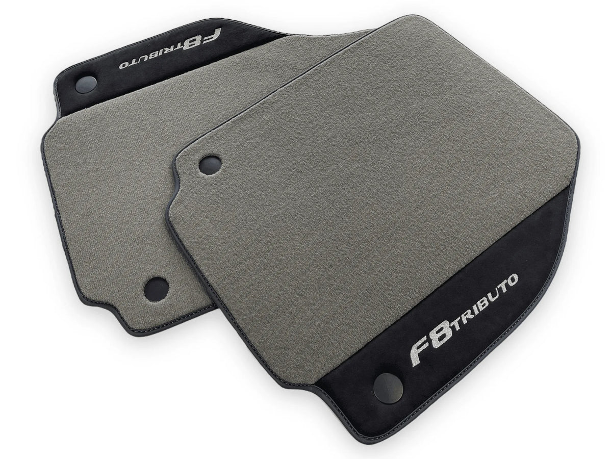 Gray Floor Mats For Ferrari F8 Tributo 2019-2022 With Alcantara Leather - AutoWin